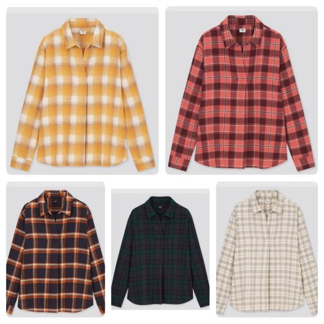 UNIQLO KEMEJA FLANNEL KERAH SKIPPER
