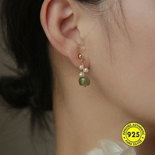 Anting Tusuk Gantung Lapis Emas 18K Hias Mutiara Imitasi Untuk Wanita