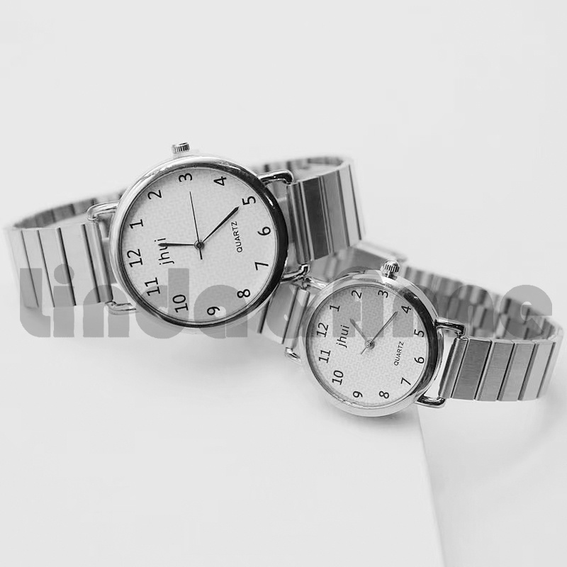 Jam Tangan Analog Jhui Wanita Dan Pria Casual Strap Rantai Magnet Silver / Jam Tangan Rantai Jhui