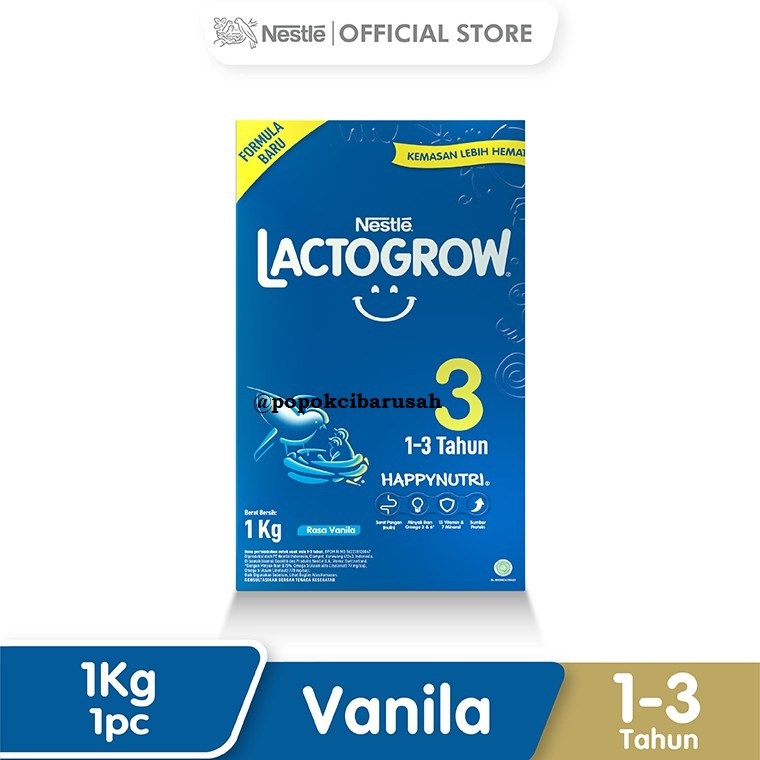 Lactogrow 3 Usia 1-3Tahun/Madu/Vanila 1KG/popokcibarusah