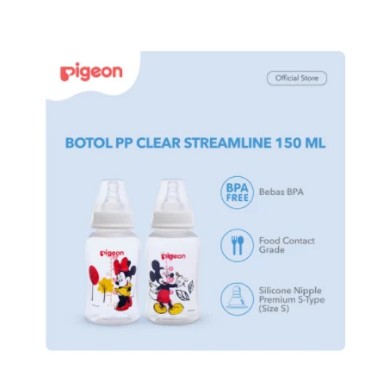 Pigeon Botol PP Clear Streamline Mickey Minnie 150Ml