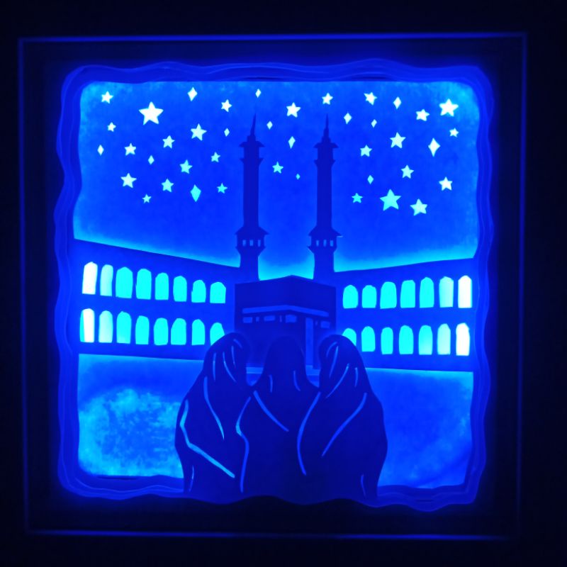 3D paper cut light box / paper light box / lampu hias / lampu tidur ukuran 20 cm × 20 cm