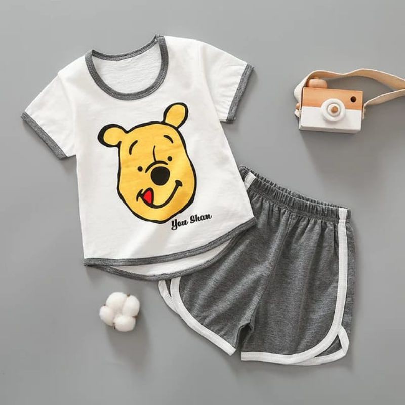 setelan baju santai anak winnie the pooh