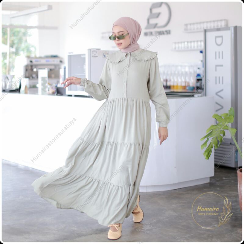 Gamis Lebaran 2024 Terbaru Gamis Wanita katun rayon polos premium gamis warna hitam by Humaira Store