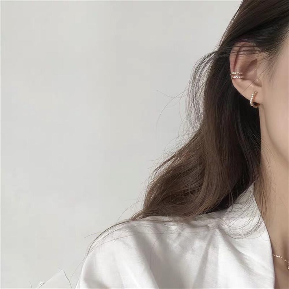 Lily CZ Cuff Earrings Aksesoris Klip Telinga Perhiasan Pesta Setengah Lingkaran Ear Cuff