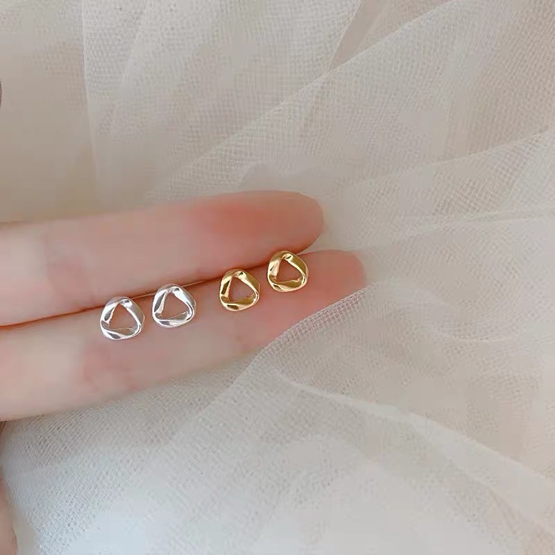 Roselife 1 Pasang Anting Tusuk Sterling Silver 925 Desain Geometri / Bunga / Hati / Beruang Gaya Korea Untuk Wanita