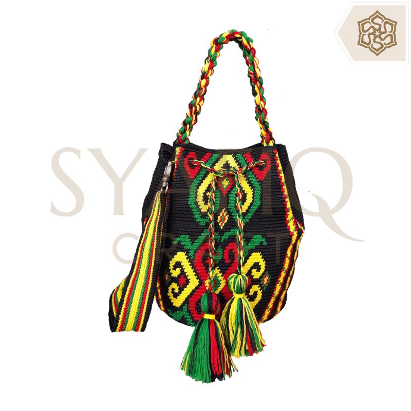 Syafiq Craft Tas Rajut Selempang Motif Etnik Ukir Kalimantan