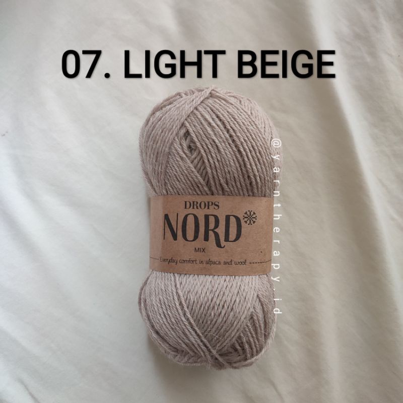 (LIGHT BEIGE - 07) DROPS NORD - Benang rajut wool alpaca import bisa untuk rajut sock Kaos kaki wear