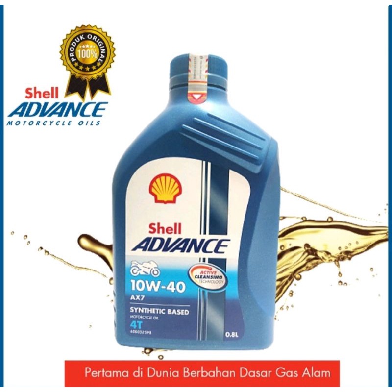 Oil Shell Adance AX7 4T synthetic based motorcycle oil 10W40 800ML Original