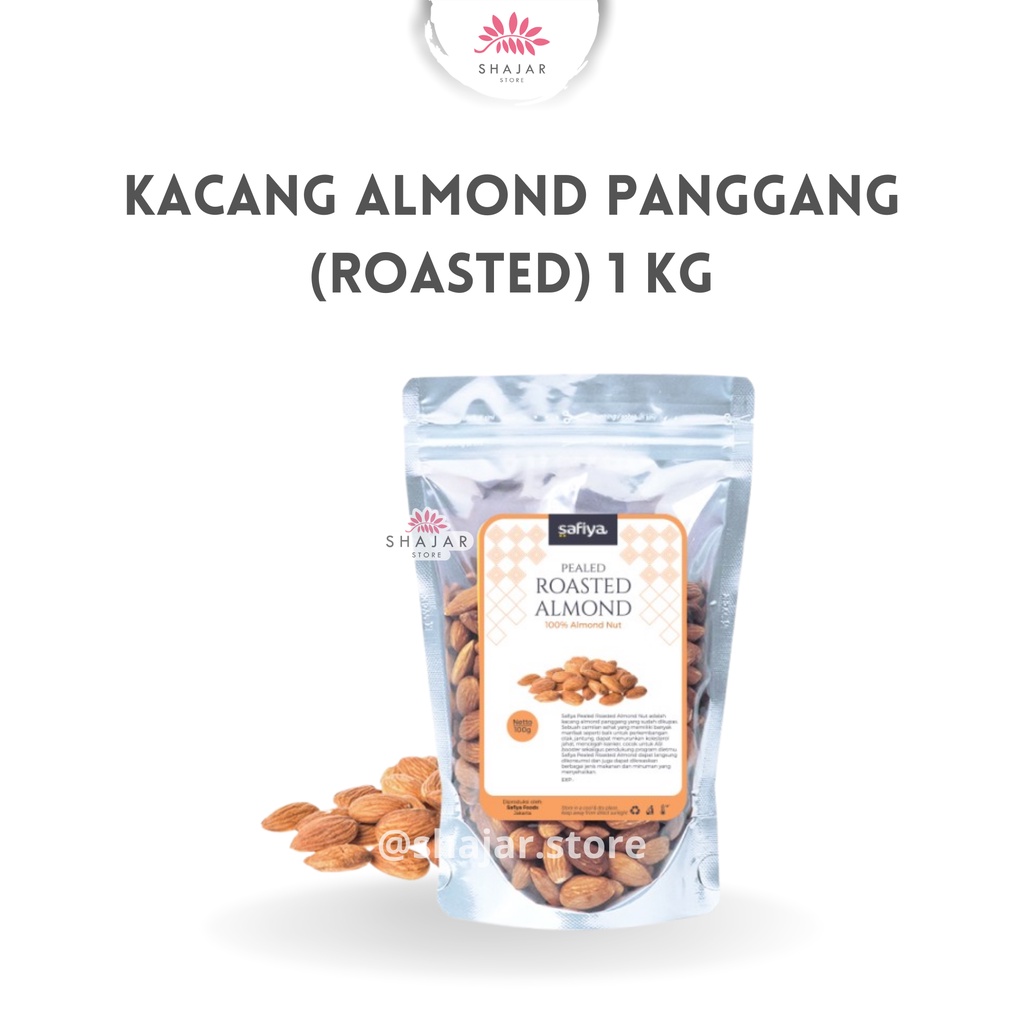 

KACANG ALMOND PANGGANG 1KG / WHOLE ROASTED ALMOND NUTS / KACANG SUPERFOOD RESEP JSR