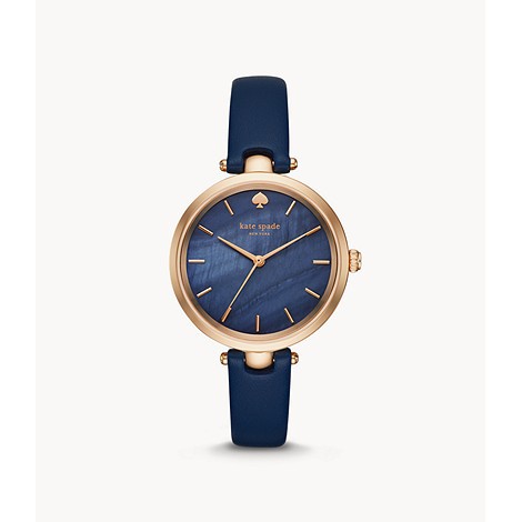 Jam Tangan Wanita Original || Jam Tangan Cewe Kate Spade New York Three-Hand Navy Leather KSW1157