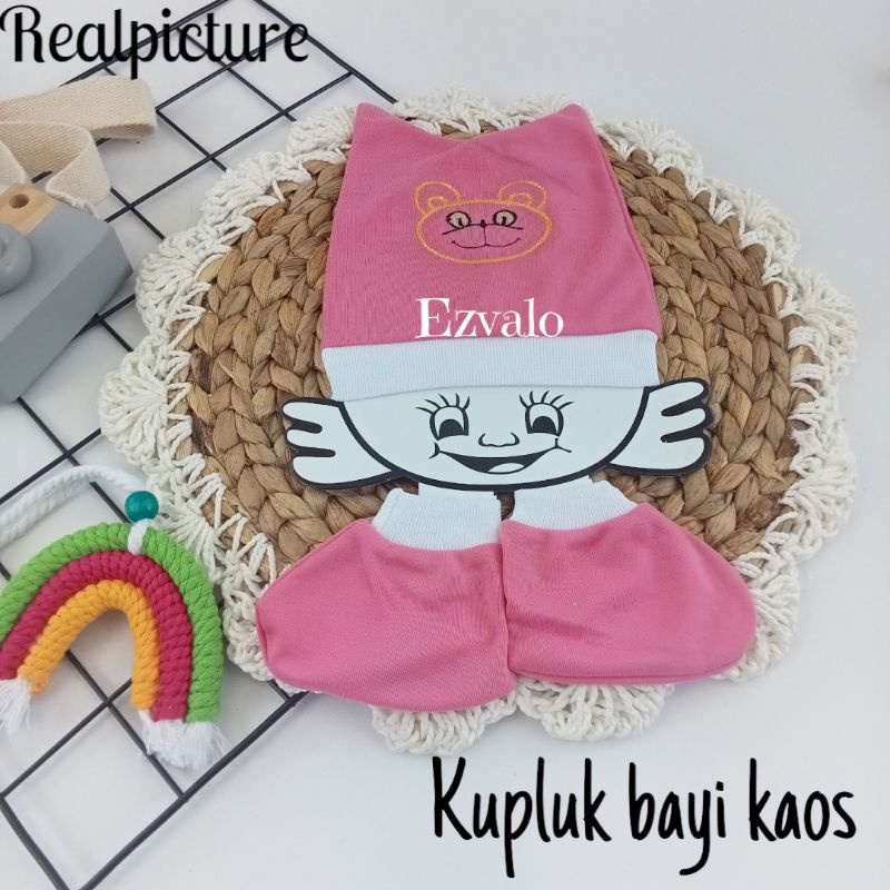 set kupluk bayi bahan kaos / kupluk kaos kaki bayi