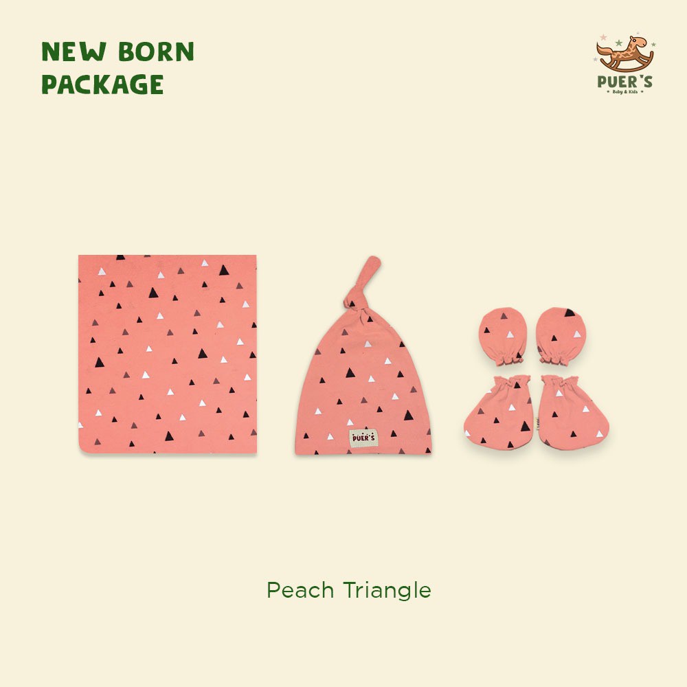 NEWBORN PACKAGE (SWADDLE SET) PEACH TRIANGLE