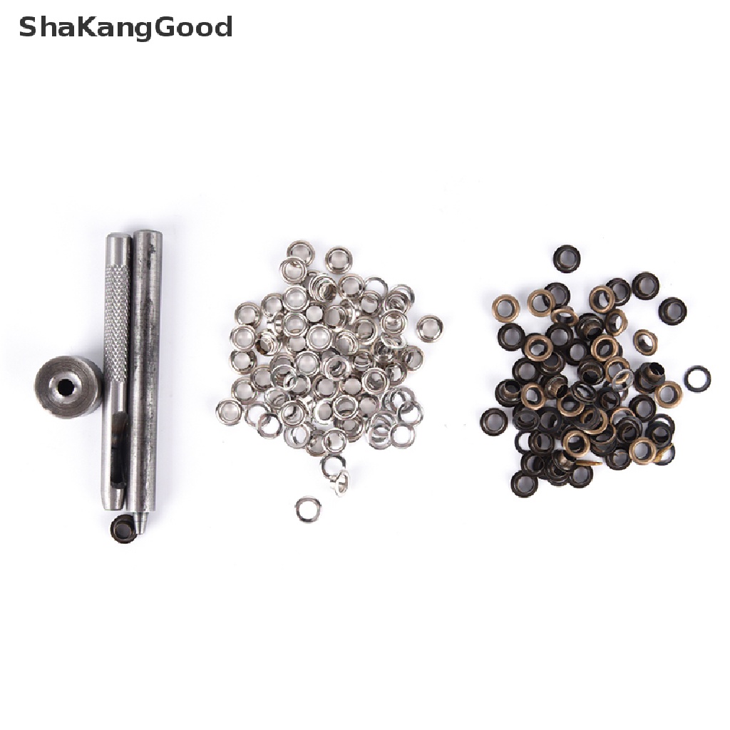 Skid 1pc set eyelet grommet + 100pcs eyelets diy Untuk Bagian huning kydex