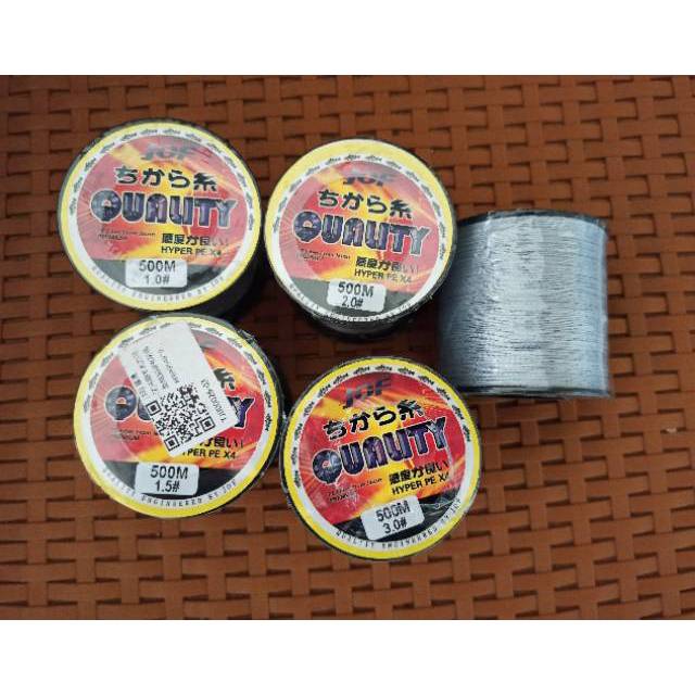TALI PANCING PE MULTIFILAMENT JOF X4 500M (GREY/GREEN)