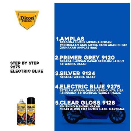 Cat Pilox Diton Premium Electric Blue 9275 400cc warna Biru Gelap Metalik