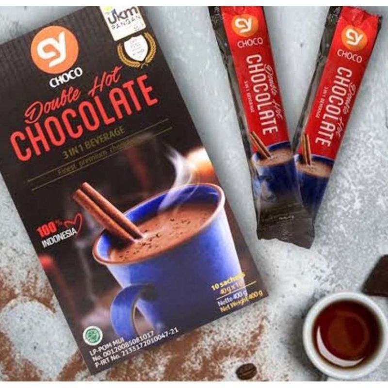 

1 Sacet CY Choco Double Hot Chocolate 3in1 Beverage Finest Premium Chocolate