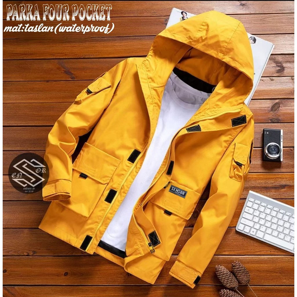 Jaket Parka Taslan Waterproof Four Pocket Original Sensor / Jaket Pria Pocket Taslan SNSR