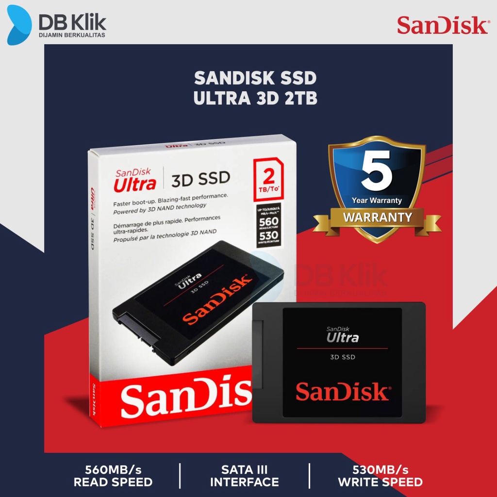 SSD Sandisk ULTRA 3D 2TB SATA 2.5 Inch - Sandisk Ultra 2TB 3D NAND