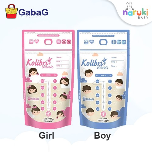 Gabag Kantong Asi Kolibri Classic 120 ml Boy and Girl