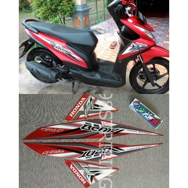 STIKER STRIPING LIS STANDAR ORI NEW HONDA BEAT F1 FI MERAH TAHUN 2015