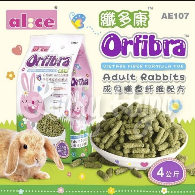 AE107 Alice Orfibra Adult Rabbit Food 4kg Pellet Makanan Kelinci