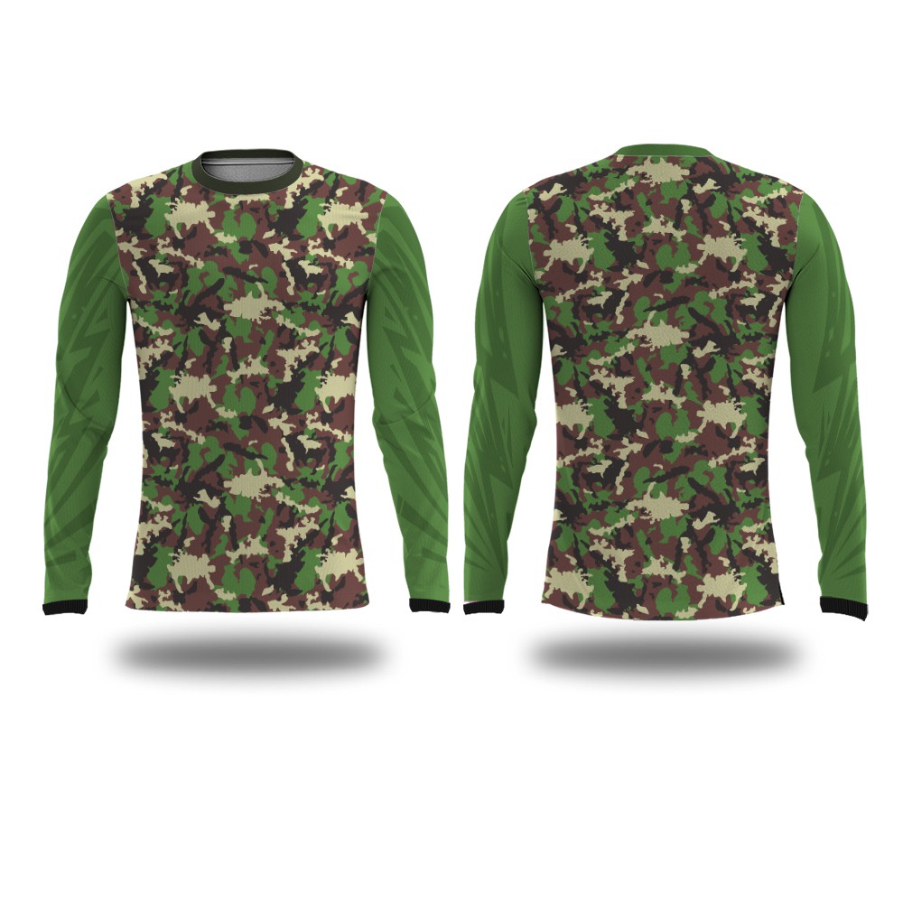 Kaos Baju Jersey jersy jersi sepeda gowes mtb lipat seli lengan panjang hijau army loreng armi