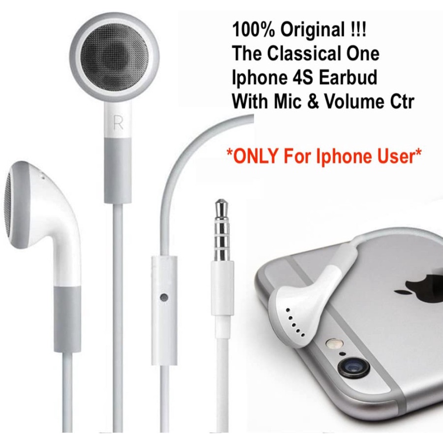 Only For IOS Users Original iPhone 4S Earbud Classic Headset With Mic