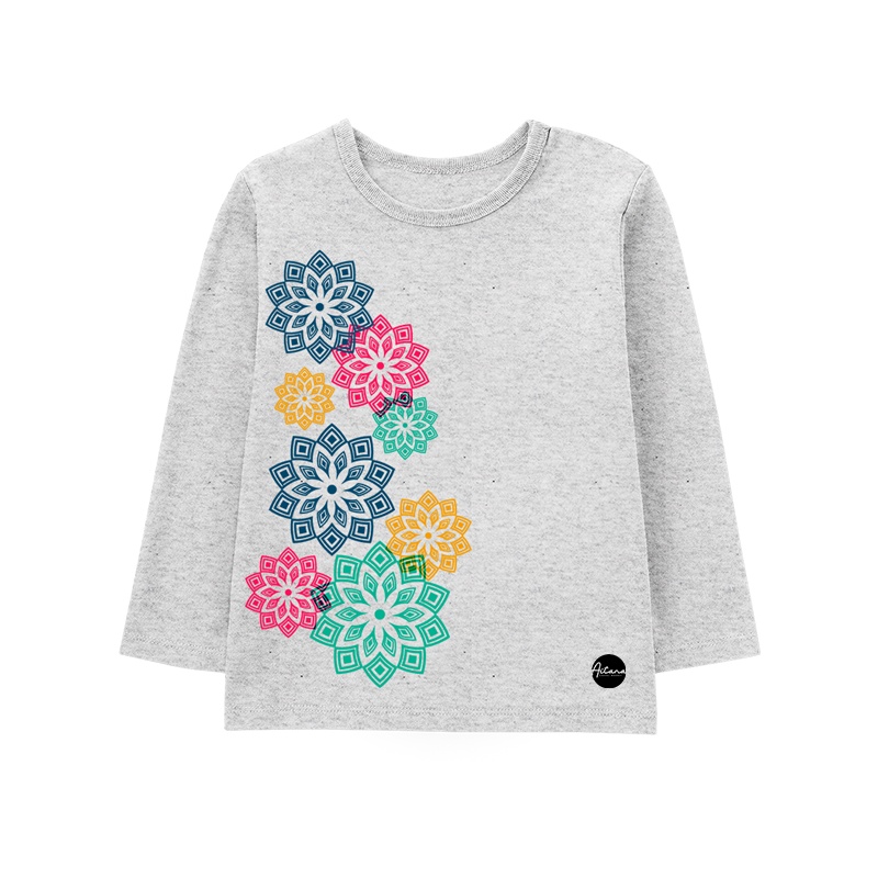 Aitana - Baju Kaos Muslim Lengan Panjang Tema Colour Mandala Untuk Bayi Anak Dewasa Bahan Katun Combed 30s