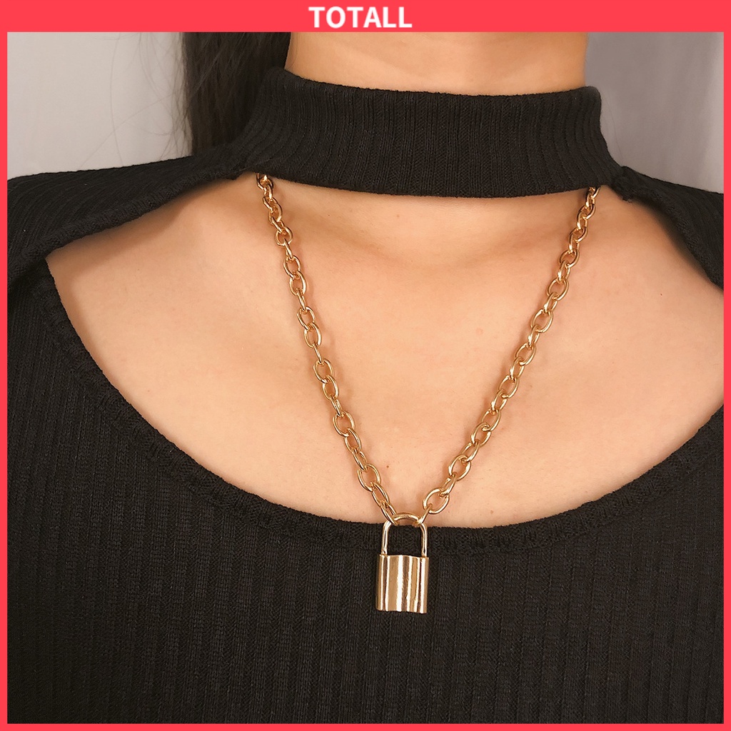 [✅READY STOCK] Korean Fashion Kalung Rantai Emas Liontin  Gembok Retro Simple Kunci Kreatif Untuk Wanita  Penjualan Panas Mode