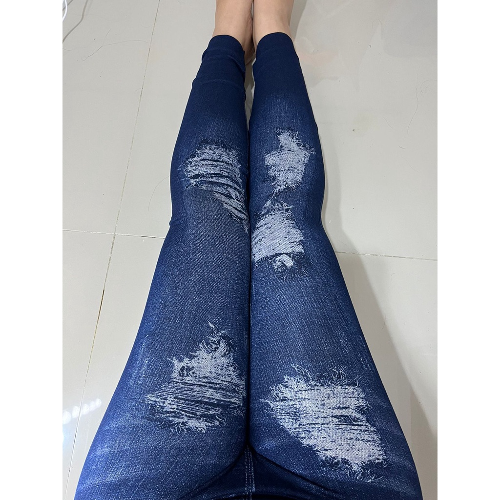 Legging Jeans Import Highwaist Wanita 7/8 Panjang Jumbo