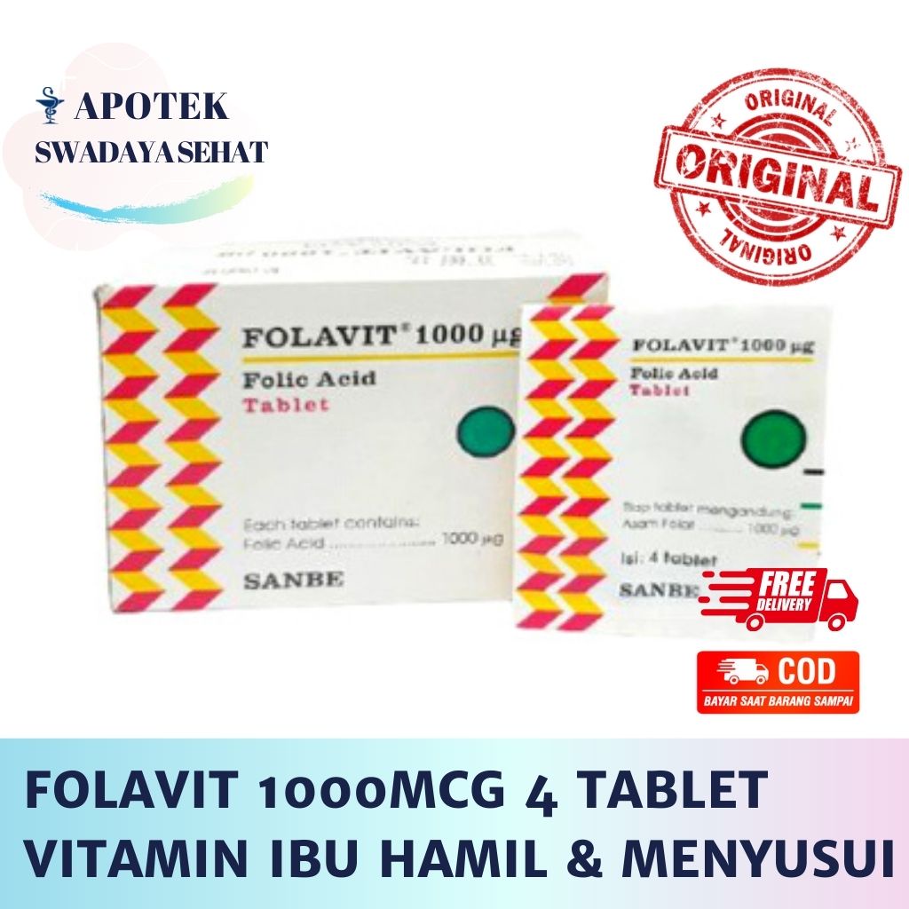 FOLAVIT 1000 MCG Strip Vitamin Asam Folat - Suplemen Ibu Hamil dan Menyusui Folic Acid