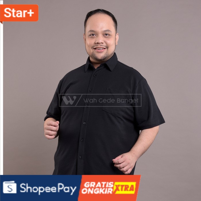 5XL Kemeja Lacoste Polo Piques Hitam Bigsize Jumbo Pria Besar XL XXL  Siap Terbaru