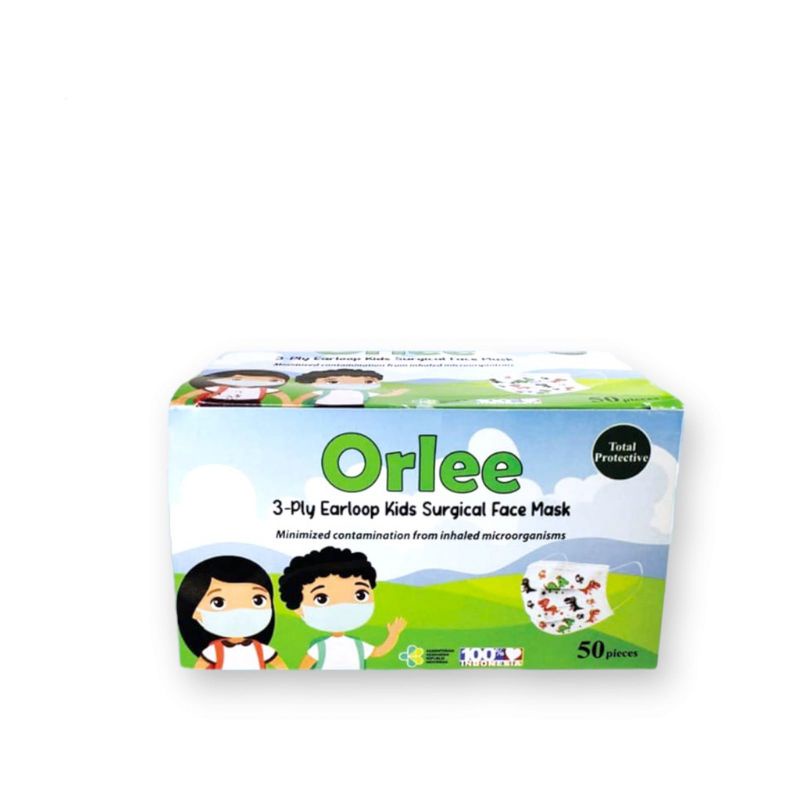 [ORLEE] Masker EarLoop Anak Isi 50 3Ply Motif Dino dan Doraemon (Masker Medis Kemenkes RI)