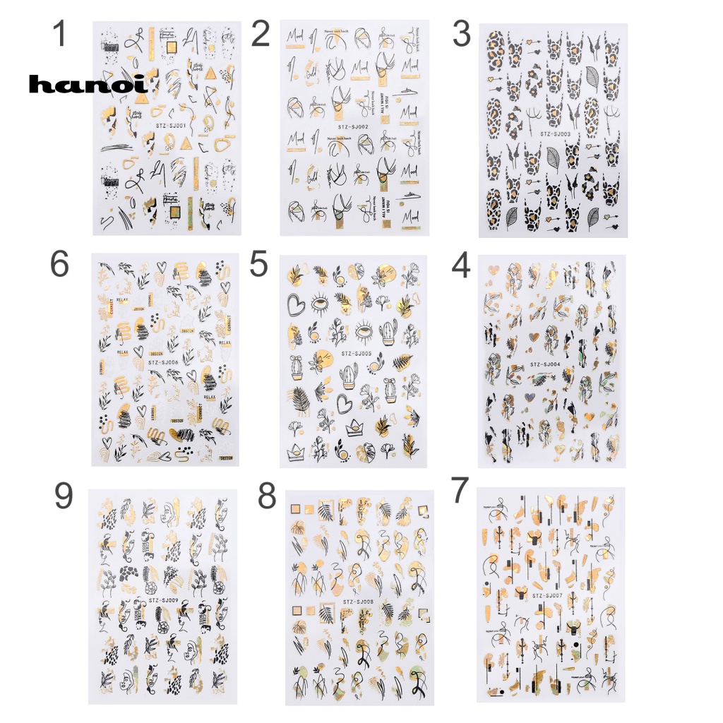 Han_ 2Pcs / Set Stiker Decal Motif Bunga Mawar Untuk Dekorasi Nail Art / Manicure