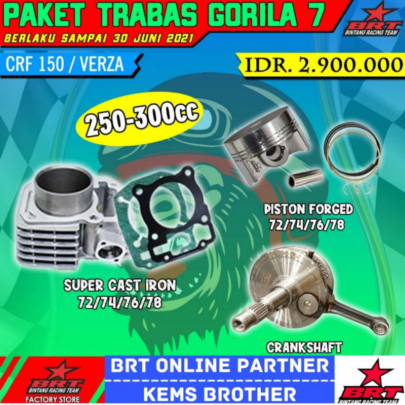 PISTON BRT CRF PAKET TRABAS CRF BRT GORILA 7 CRF 150/VERZA