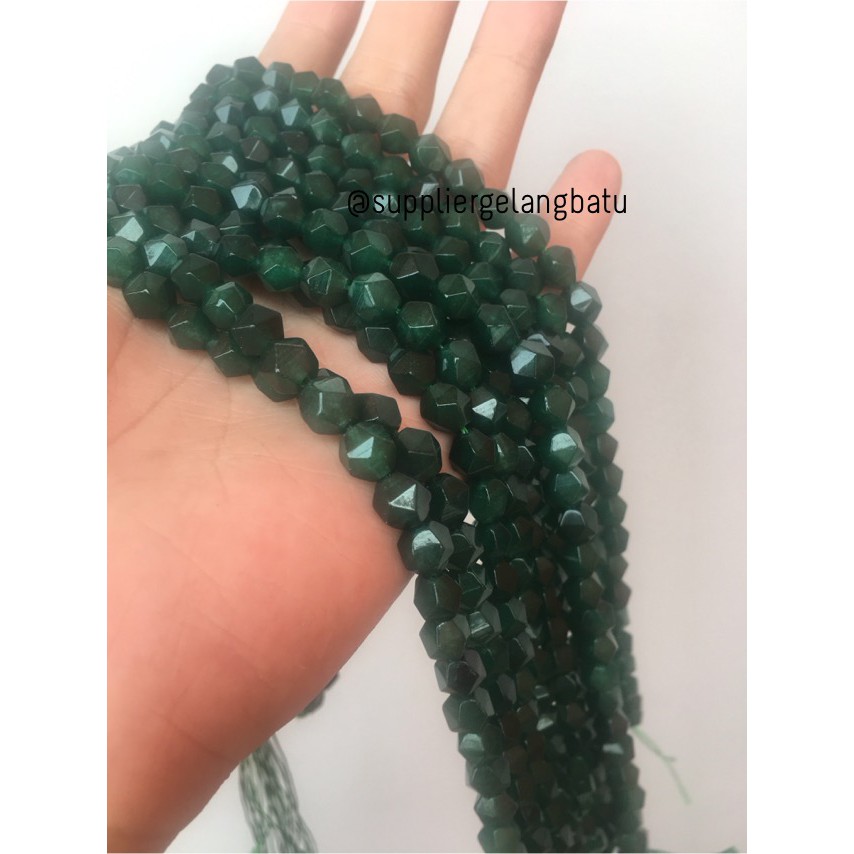 batu faceted hexagon Stone 8mm giok tua jade akik bahan gelang kalung craft bahan aksesoris grosir