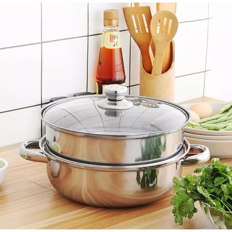 Dandang, Panci Kukus, Pot Steamer, Penggorengan , Kukus Stainles 28cm