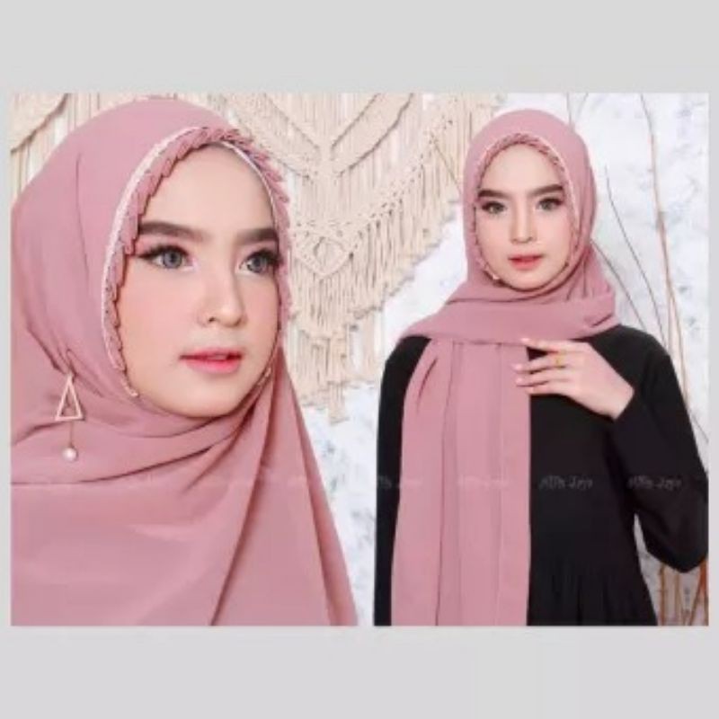 PASMINA RENDA LIPIT ~KRUDUNG SERUTY 2 LAYER ~ HIJAB INSTAN TERLARIS