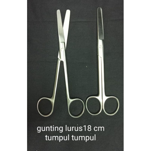 Gunting Medis 18 cm Tumpul Tumpul Lurus / Bengkok