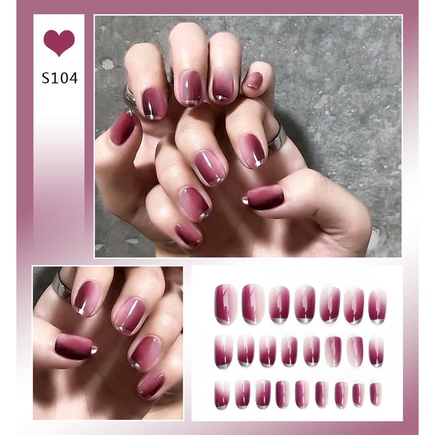 Divine Kuku Palsu 24pcs/set Long 3D Design Gaya Anggun Nail Art