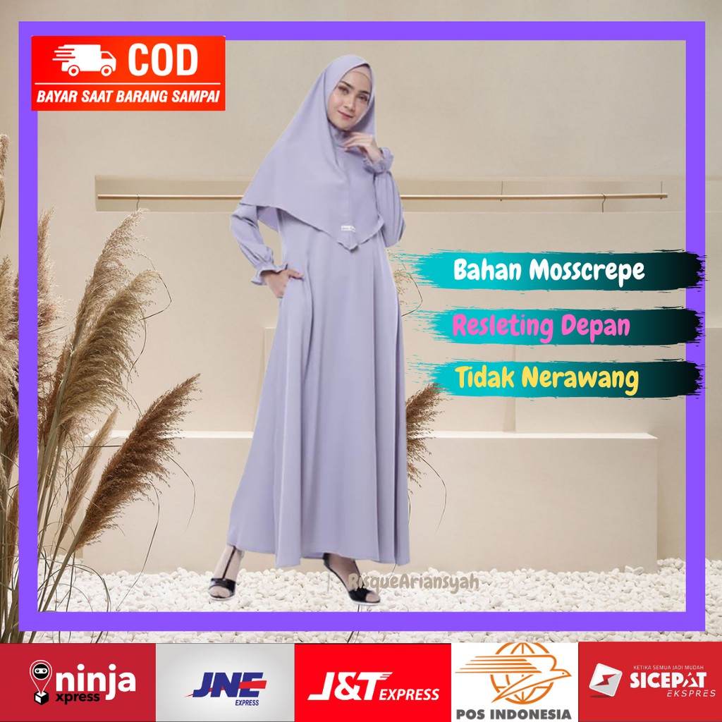 RQ 024 COD Baju Gamis Syari Wanita Terbaru Dress Lebaran 2021 Murah Fashion Muslim Wanita Kekinian