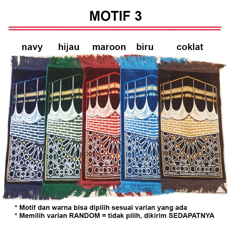 Sajadah Turki Kiswah Muka/Kepala Mini Impor Bludru Warna 35x60cm