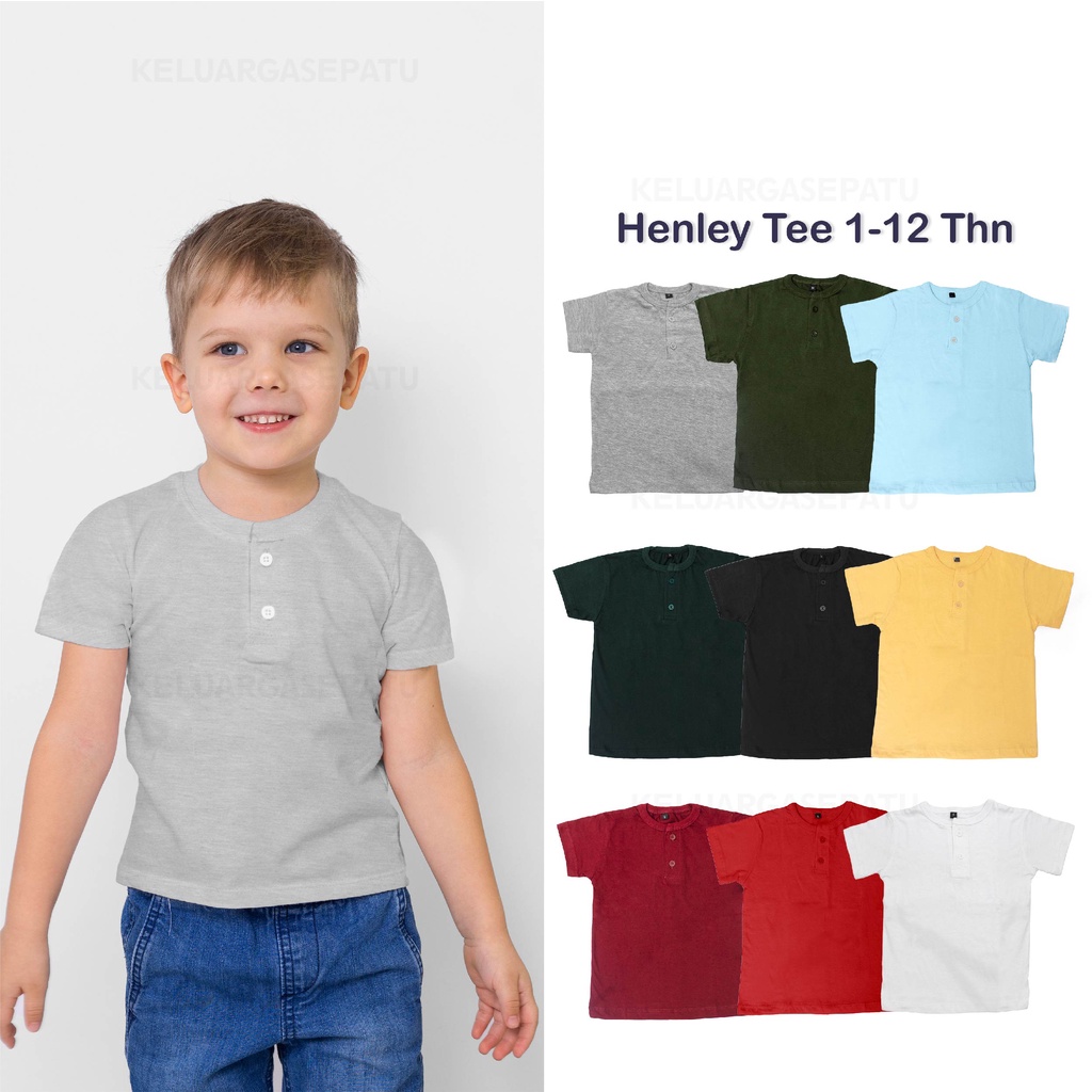 KAOS HENLEY ANAK baju POLOS HENLEY BAYI tee bacis button tee kaos polos kancing anak murah katun combed 30s