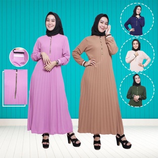  Baju  Gamis  wanita busui plisket  full depan saku kanan 