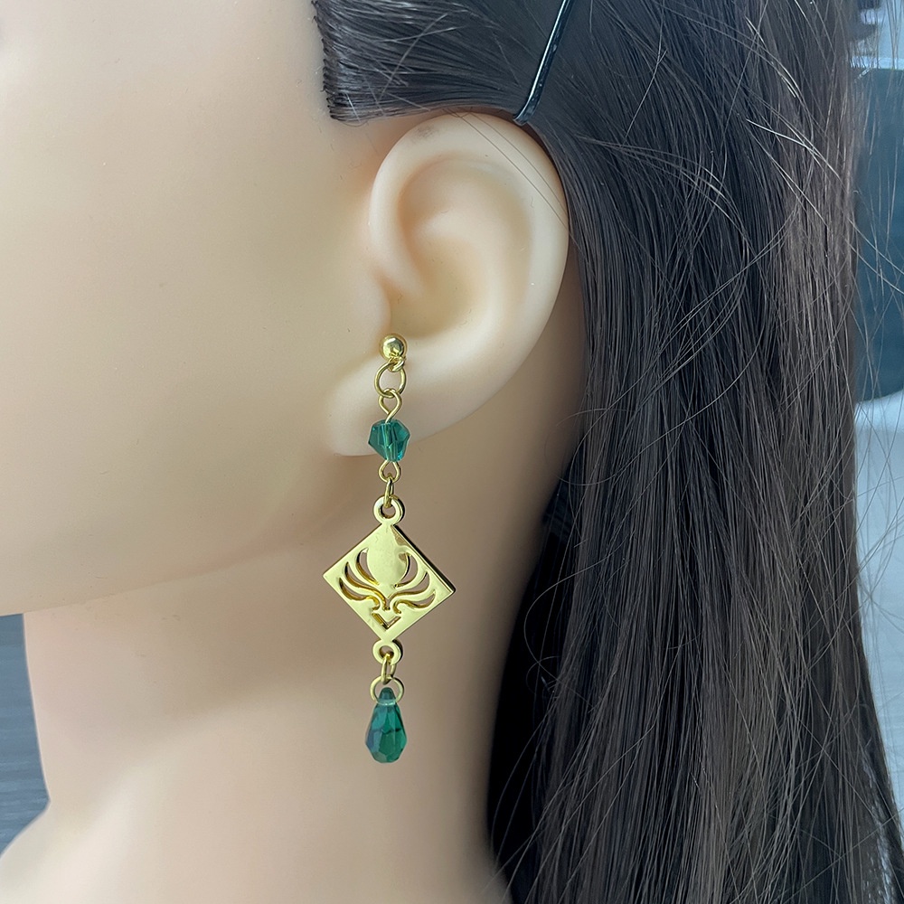 Anting Liontin 7 Element Barbatos Venti Asimetris Bahan Logam Untuk Wanita