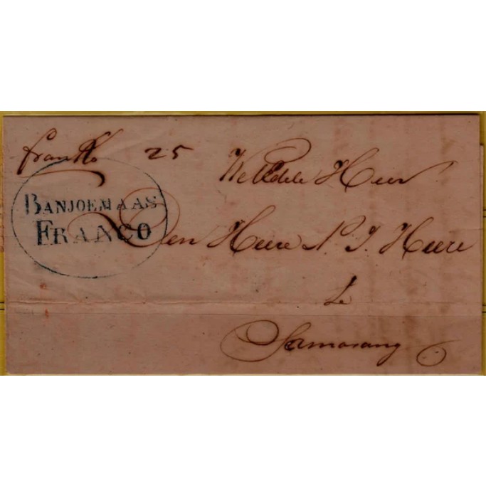 

Perangko Filateli J24 Netherlands Indies Pre Philateliy Cover 1850 Banjoemaas Franco In Blue Oval