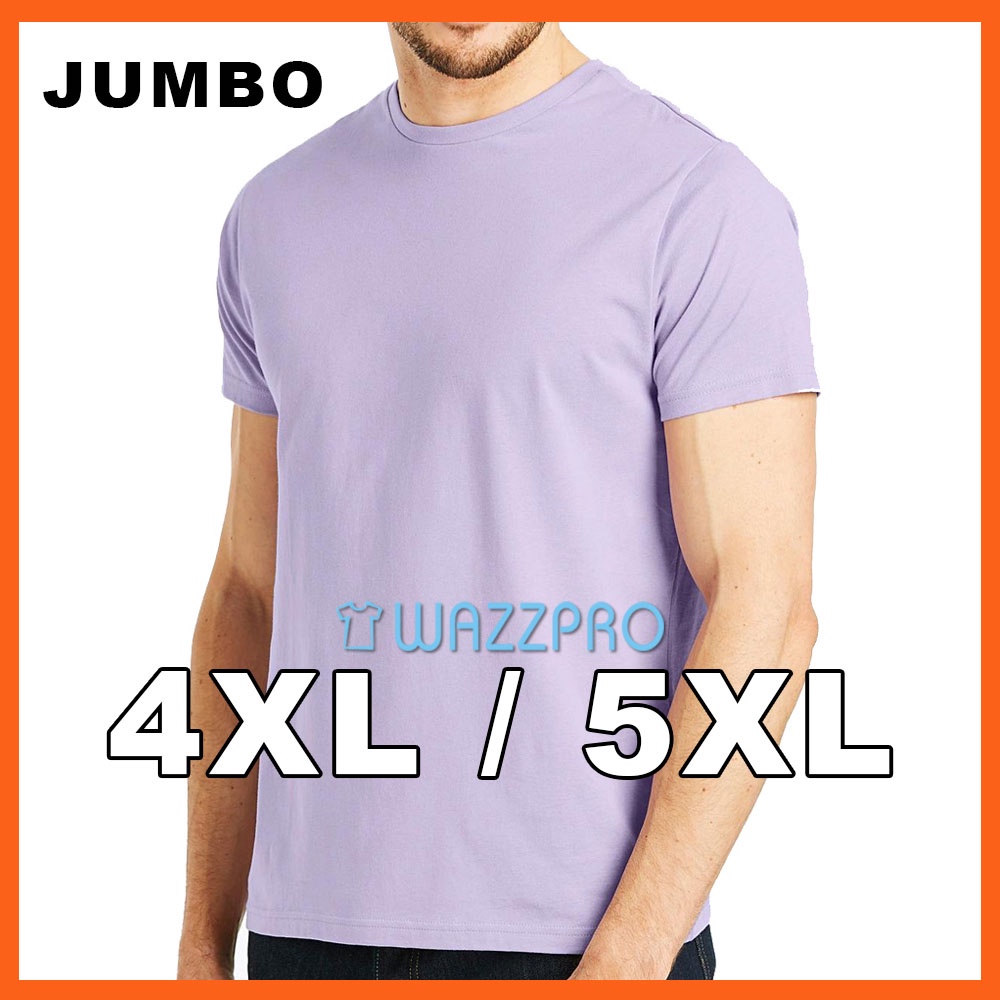 Kaos Pria Wanita Jumbo XXXXL XXXXXL Katun Adem Pendek Ungu Muda Lilac