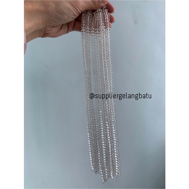 batu rondelle Stone Beads 3 x 8mm WHITE QUARTZ pembatas tasbih KUARSA