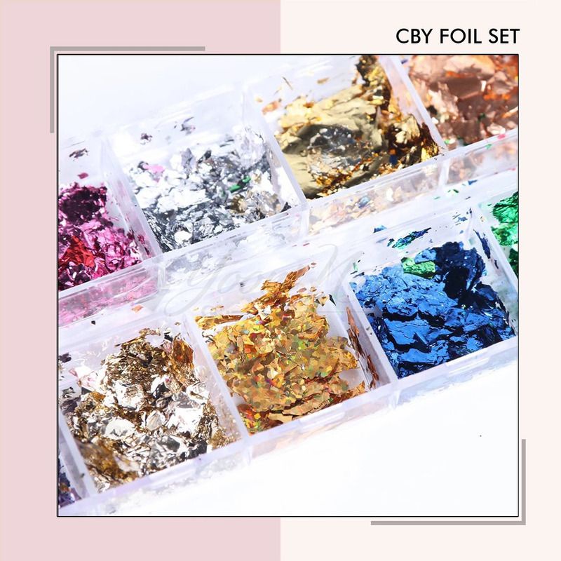 CBY Foil set nail transfer foil sticker warna metalic